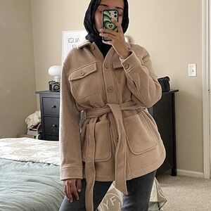 & Other Stories Women's Belted Overshirt Jacket - Beige Tan - Size XS